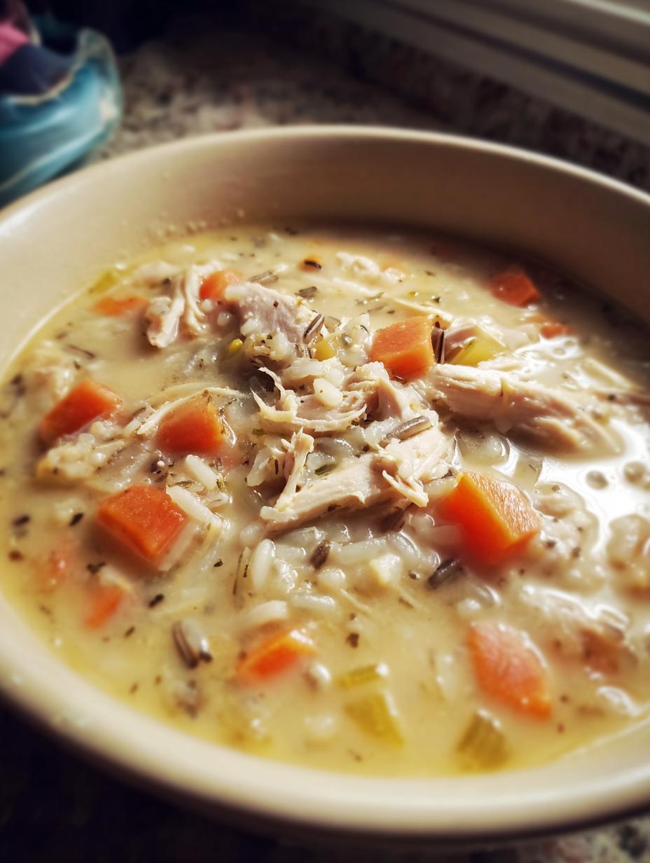 creamy chicken wild rice soup - detail 1