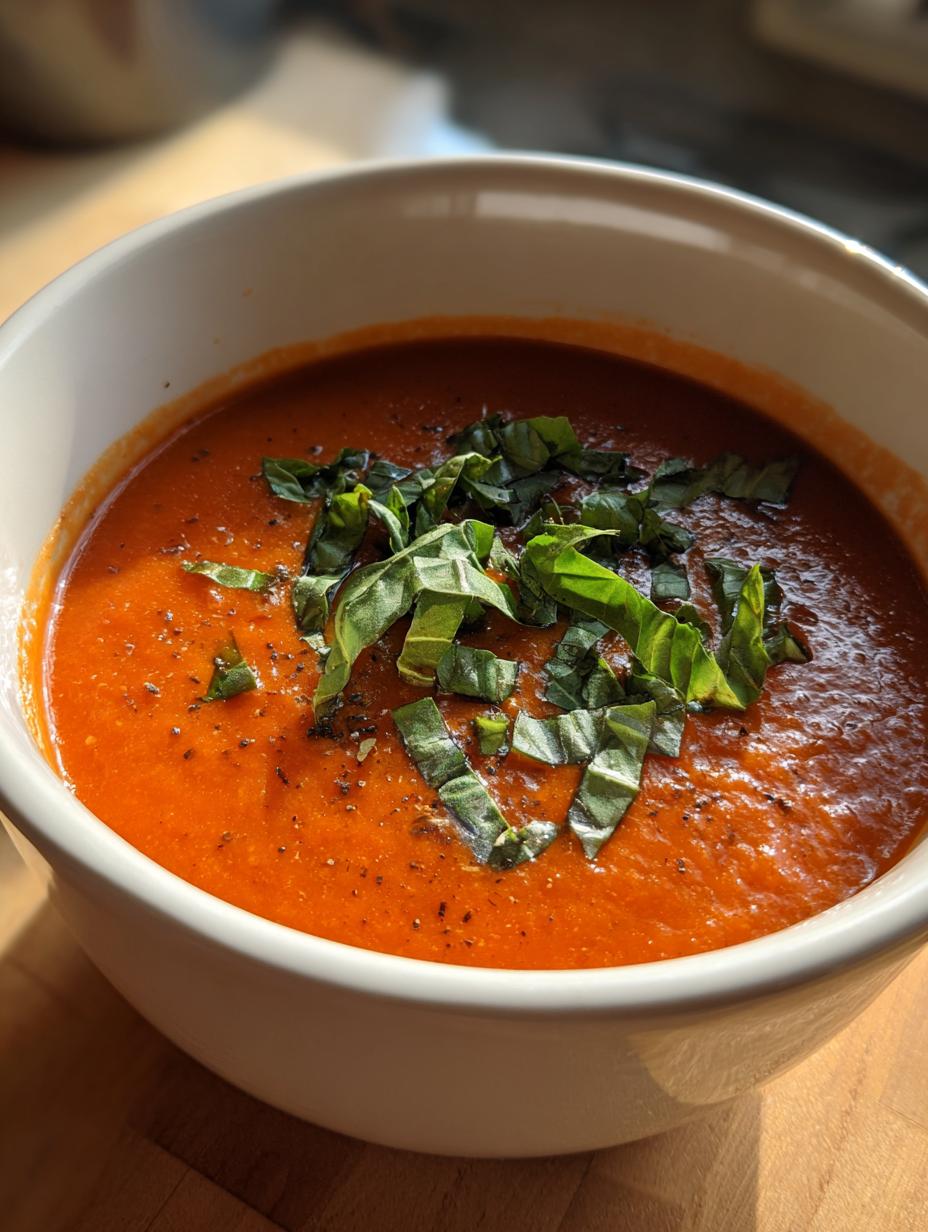 creamy tomato basil soup - detail 1