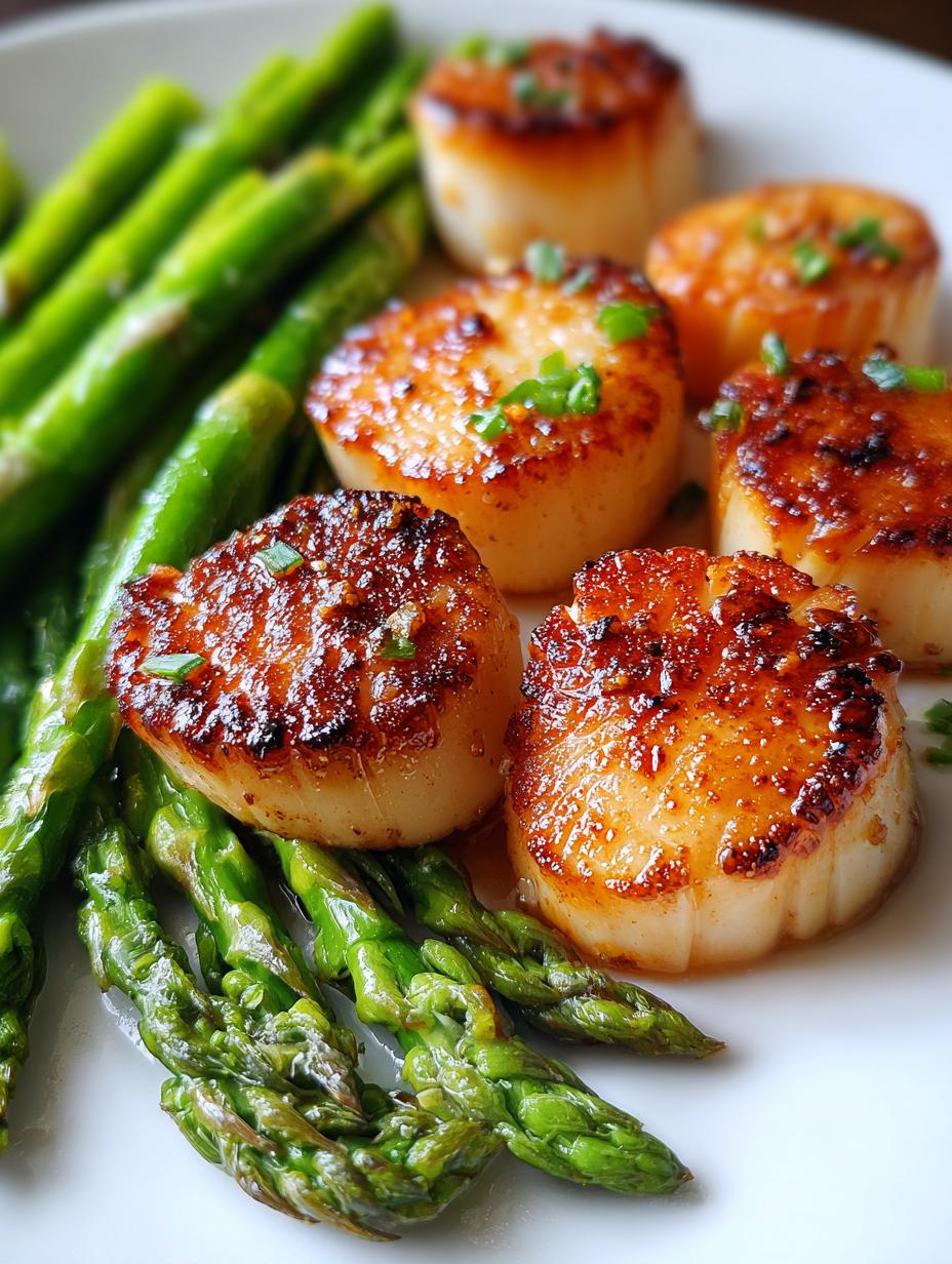 garlic butter scallops asparagus - detail 2