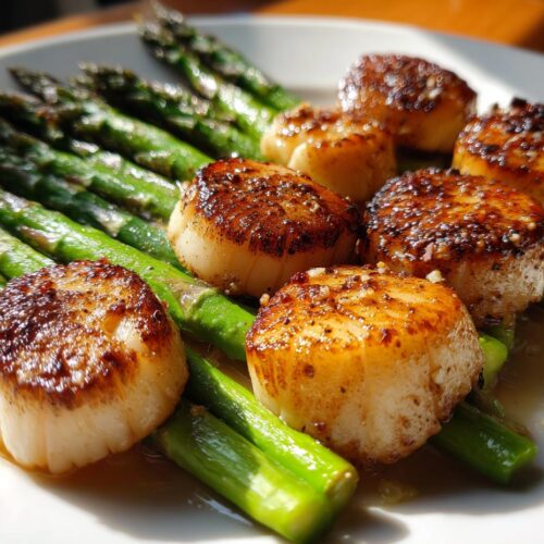 garlic butter scallops asparagus