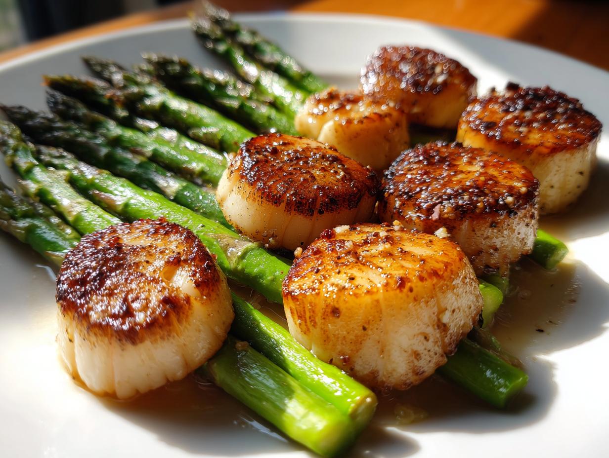garlic butter scallops asparagus