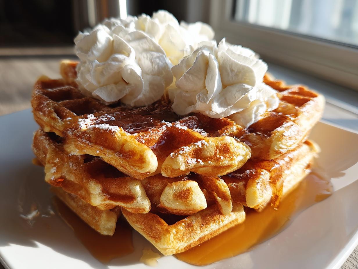 gingerbread waffles whipped cream