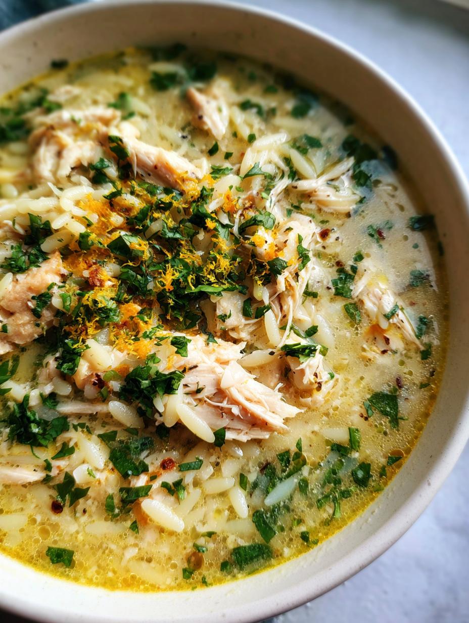greek lemon chicken soup avgolemono - detail 1