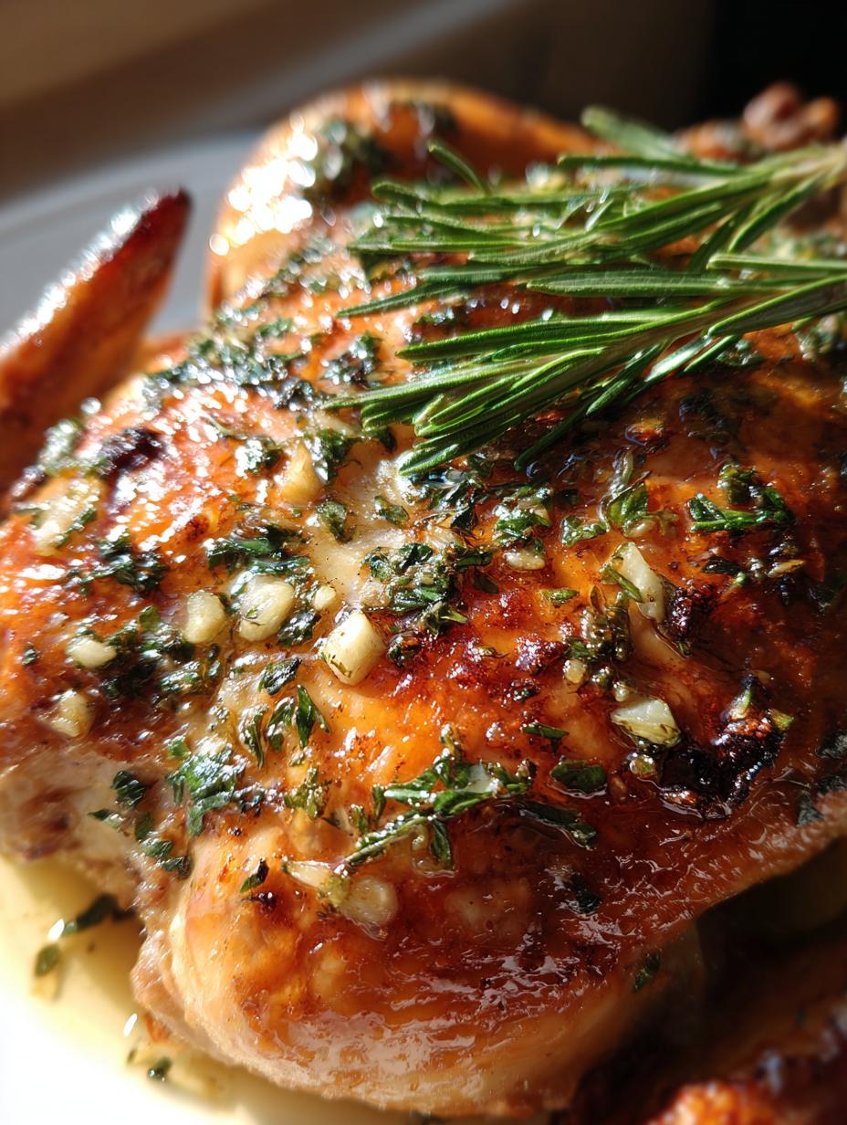 holiday roasted chicken garlic herbs - detail 1