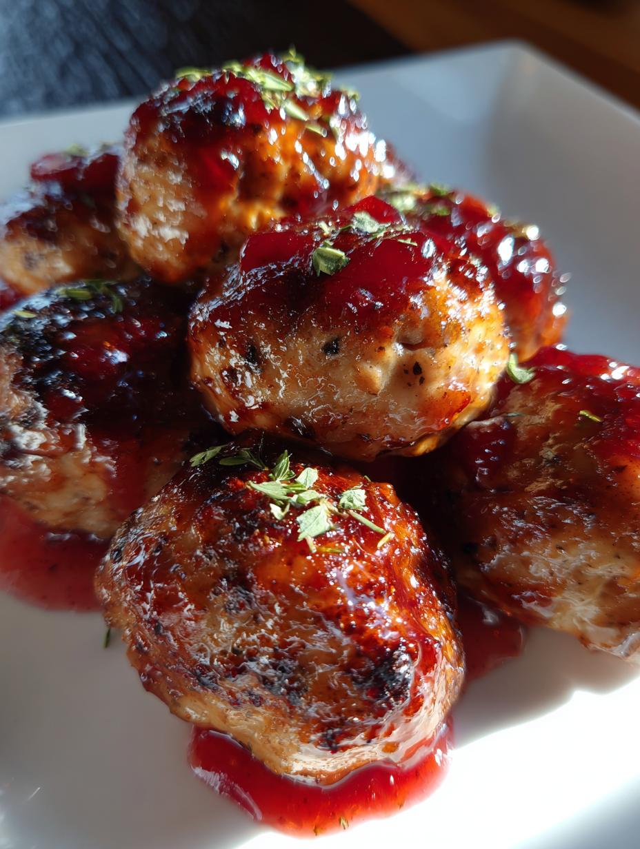 holiday turkey meatballs cranberry glaze - detail 1