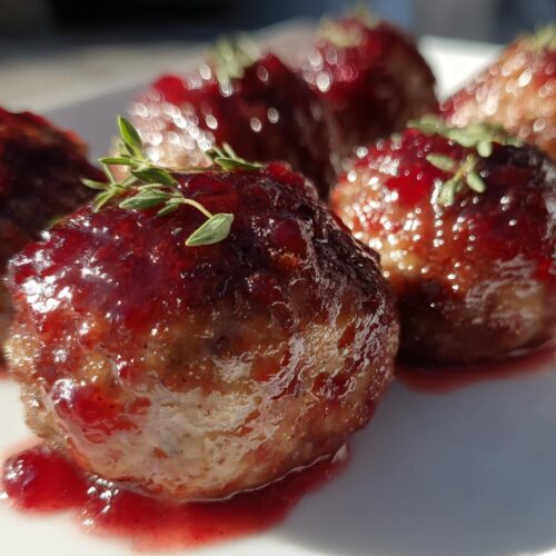 holiday turkey meatballs cranberry glaze