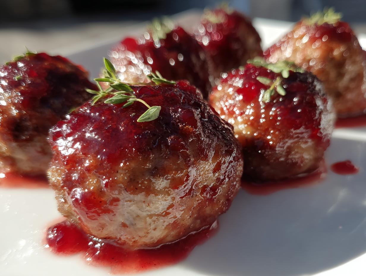 holiday turkey meatballs cranberry glaze