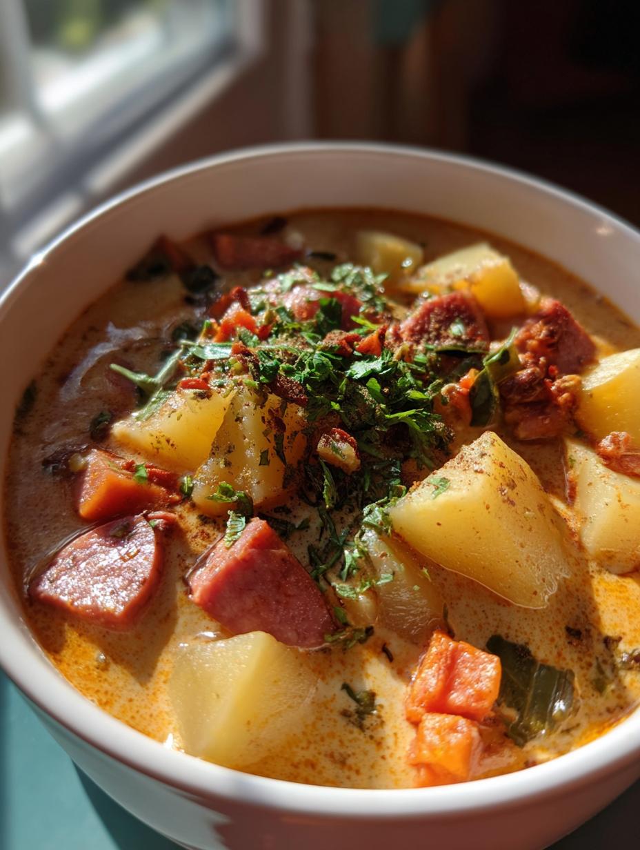 kielbasa potato soup - detail 1