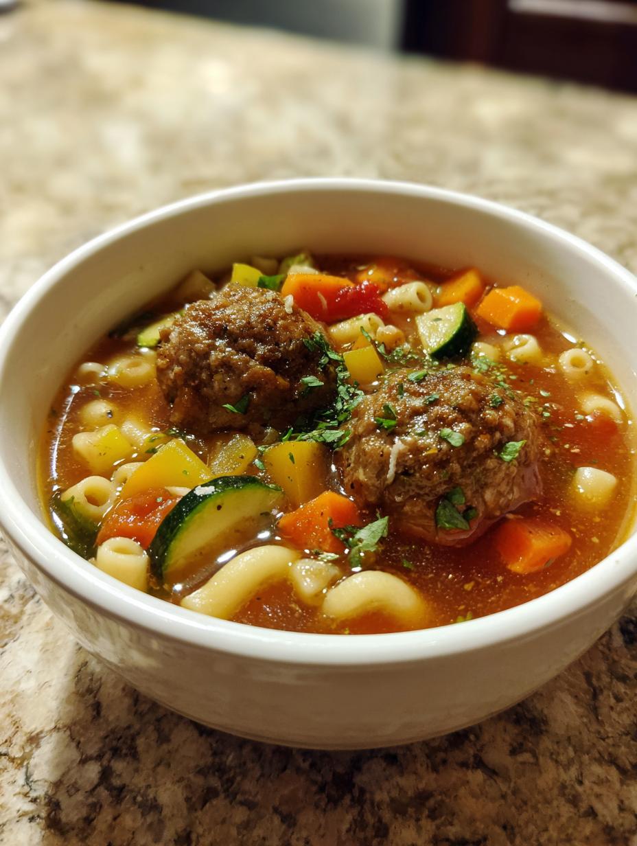 meatball minestrone soup - detail 1