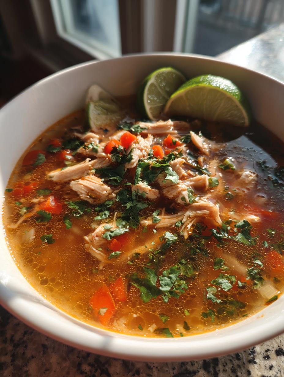 spicy chicken lime soup - detail 1