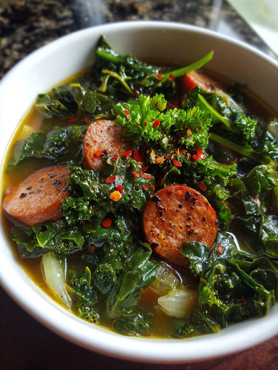 spicy sausage kale soup - detail 1
