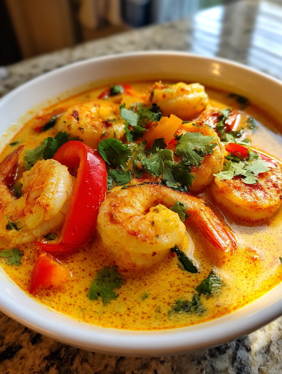 thai coconut shrimp soup - detail 1