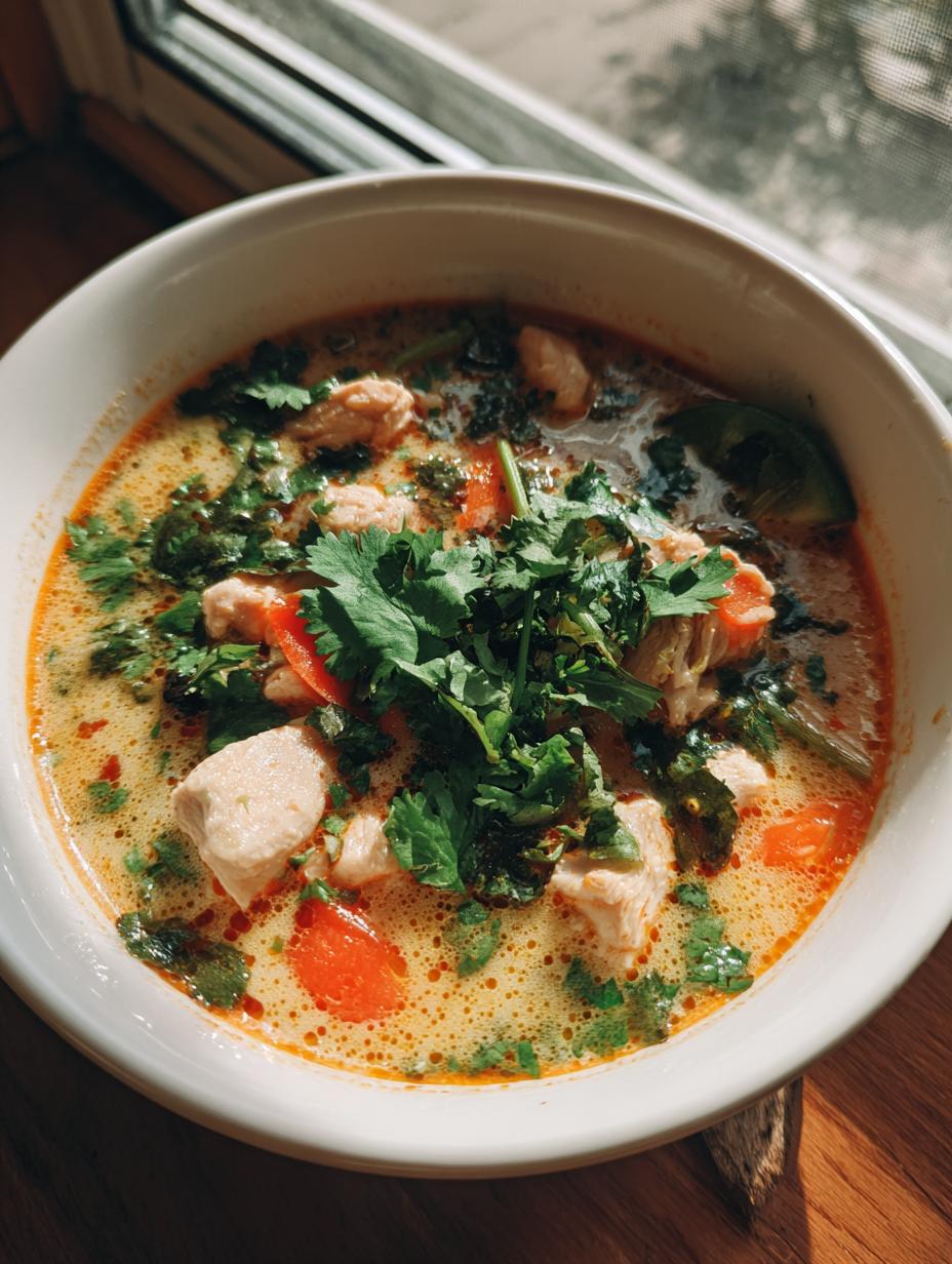 thai tom kha gai soup - detail 1