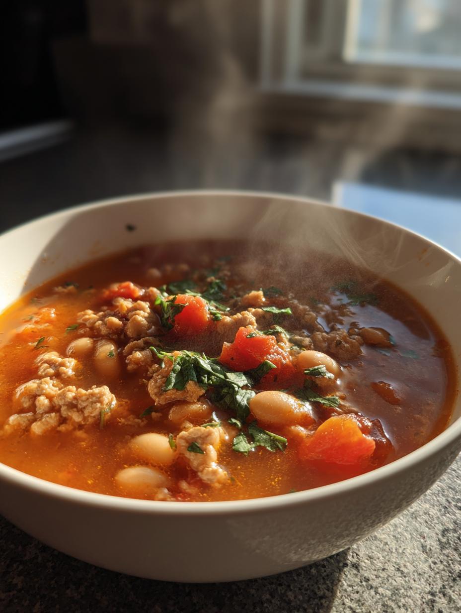 turkey chili white bean soup - detail 1