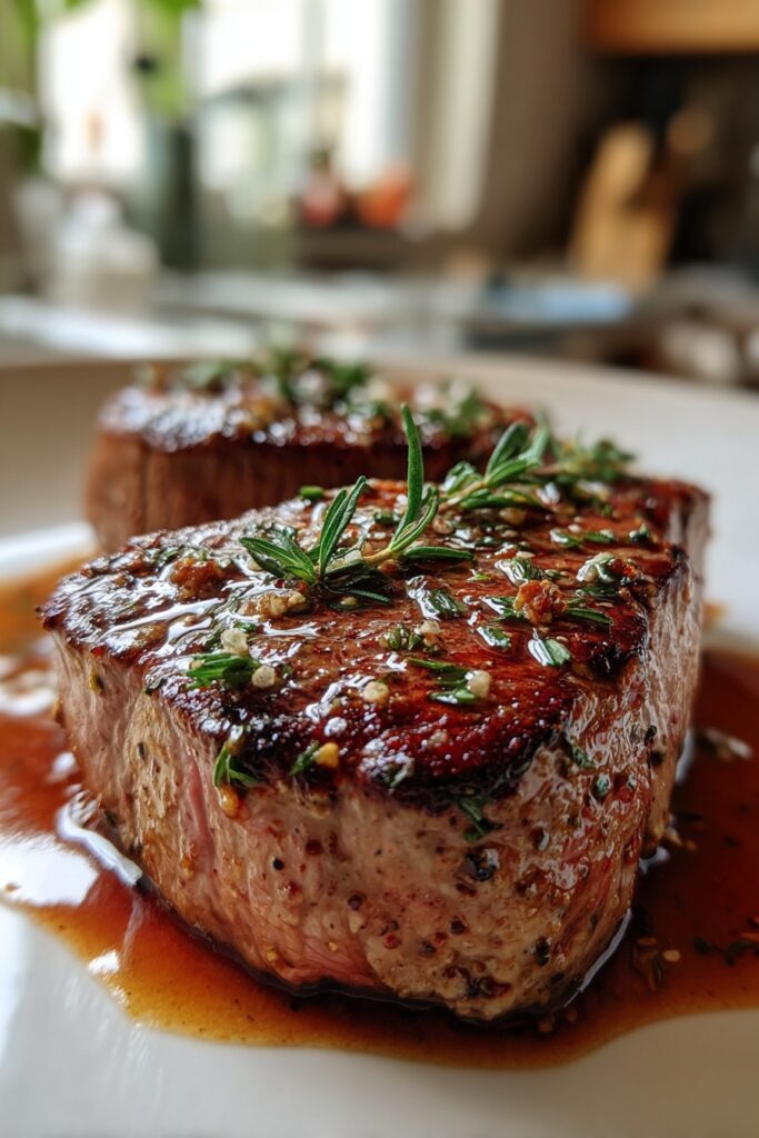 Beef Tenderloin Steaks with Herb Butter