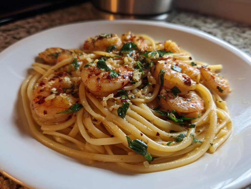 Garlic Shrimp Linguine (15 min)