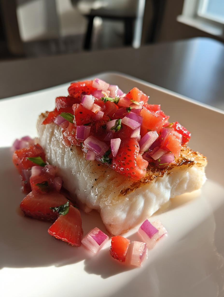 Grilled Halibut with Strawberry Relish - detail 1