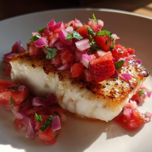 Grilled Halibut with Strawberry Relish