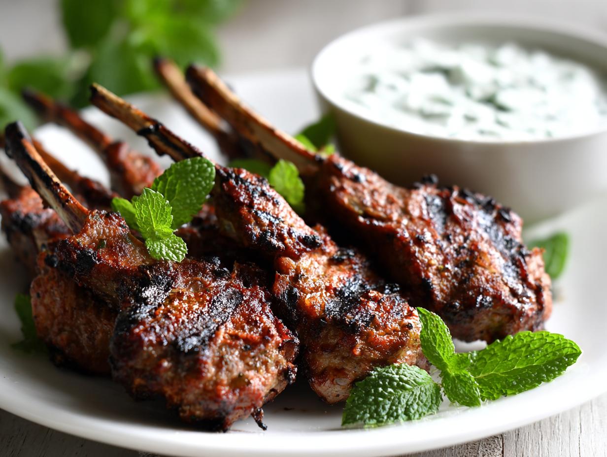 Grilled Lamb Lollipops with Mint Yogurt