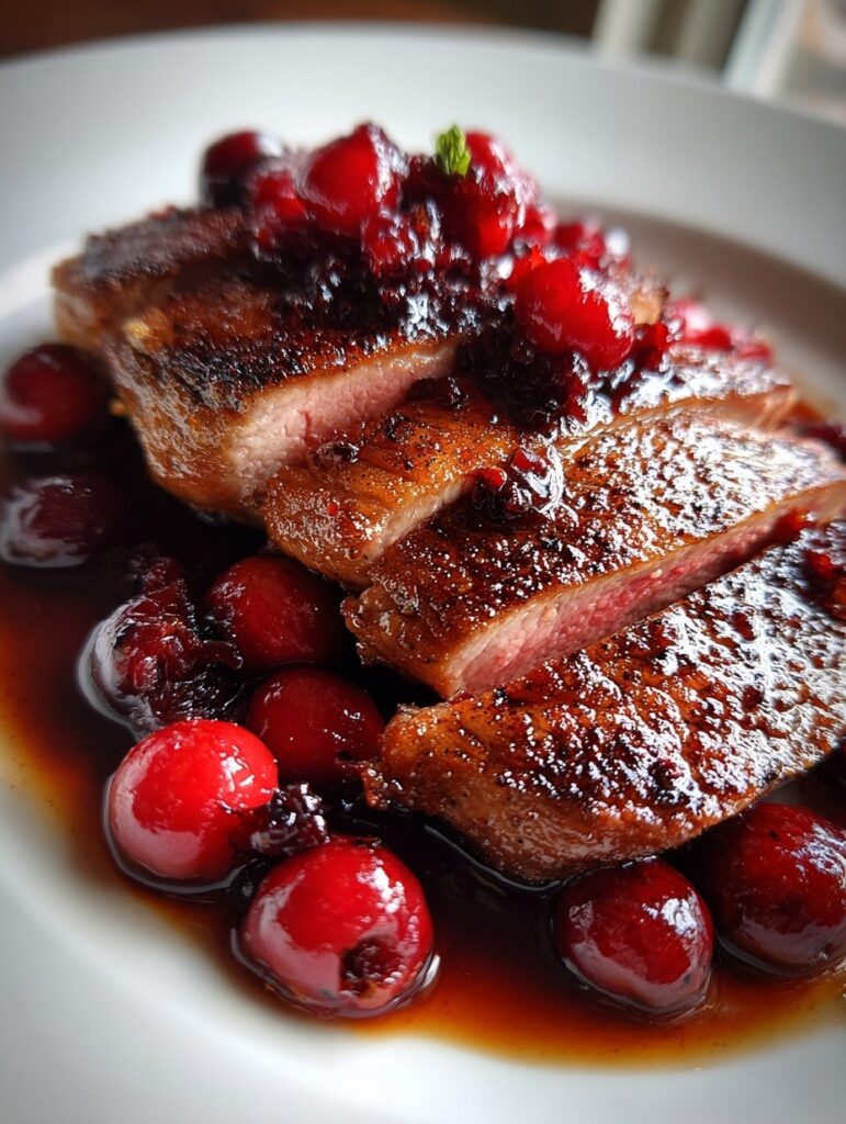PAN-SEARED DUCK BREAST WITH CHERRY SAUCE