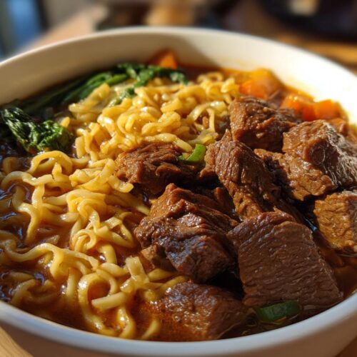 Beef Ramen Noodles in the Slow Cooker