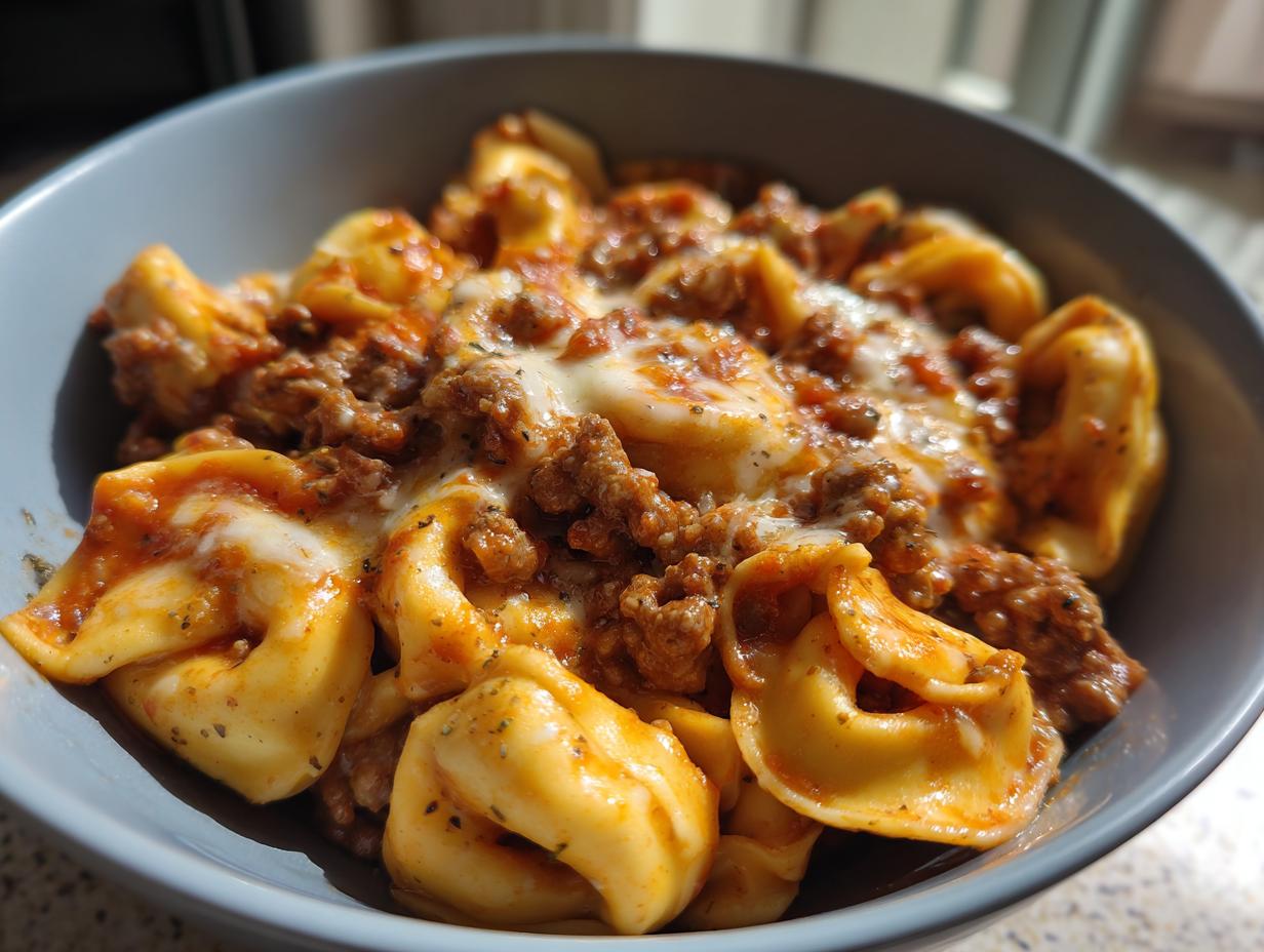 Creamy Beef and Cheese Tortellini