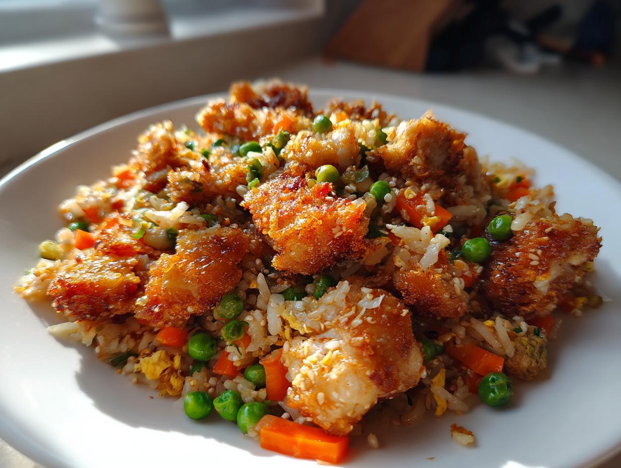 Crispy Garlic Chicken Fried Rice Recipe