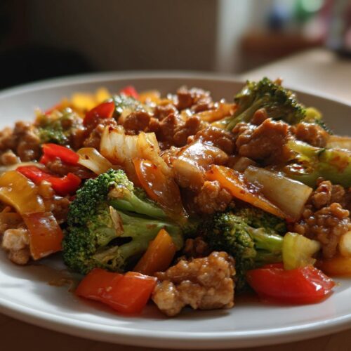 Ground Chicken Stir-Fry with Spicy Sauce