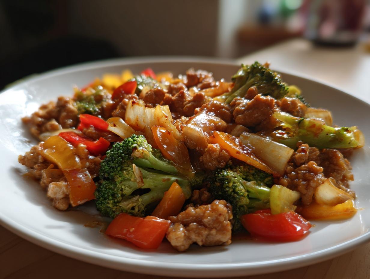 Ground Chicken Stir-Fry with Spicy Sauce