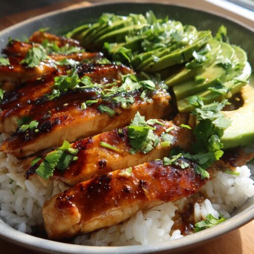 Honey Lime Chicken and Avocado Rice Bowl