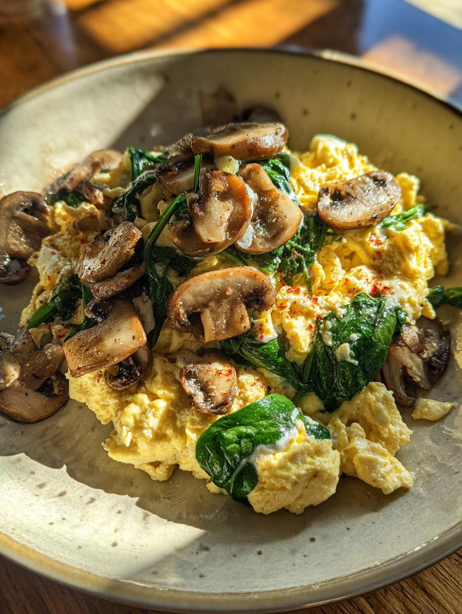 Mushroom Spinach Scrambled Eggs Recipe - detail 1