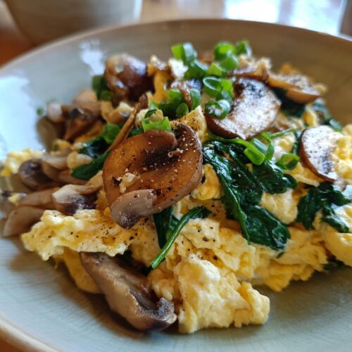 Mushroom Spinach Scrambled Eggs Recipe