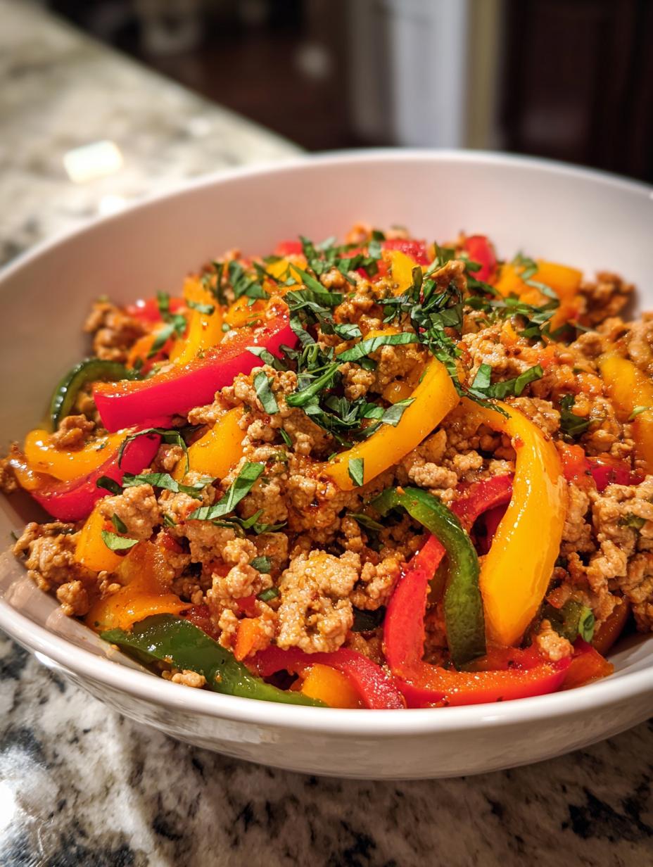 Sautéed Ground Turkey with Peppers - detail 1