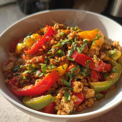 Sautéed Ground Turkey with Peppers