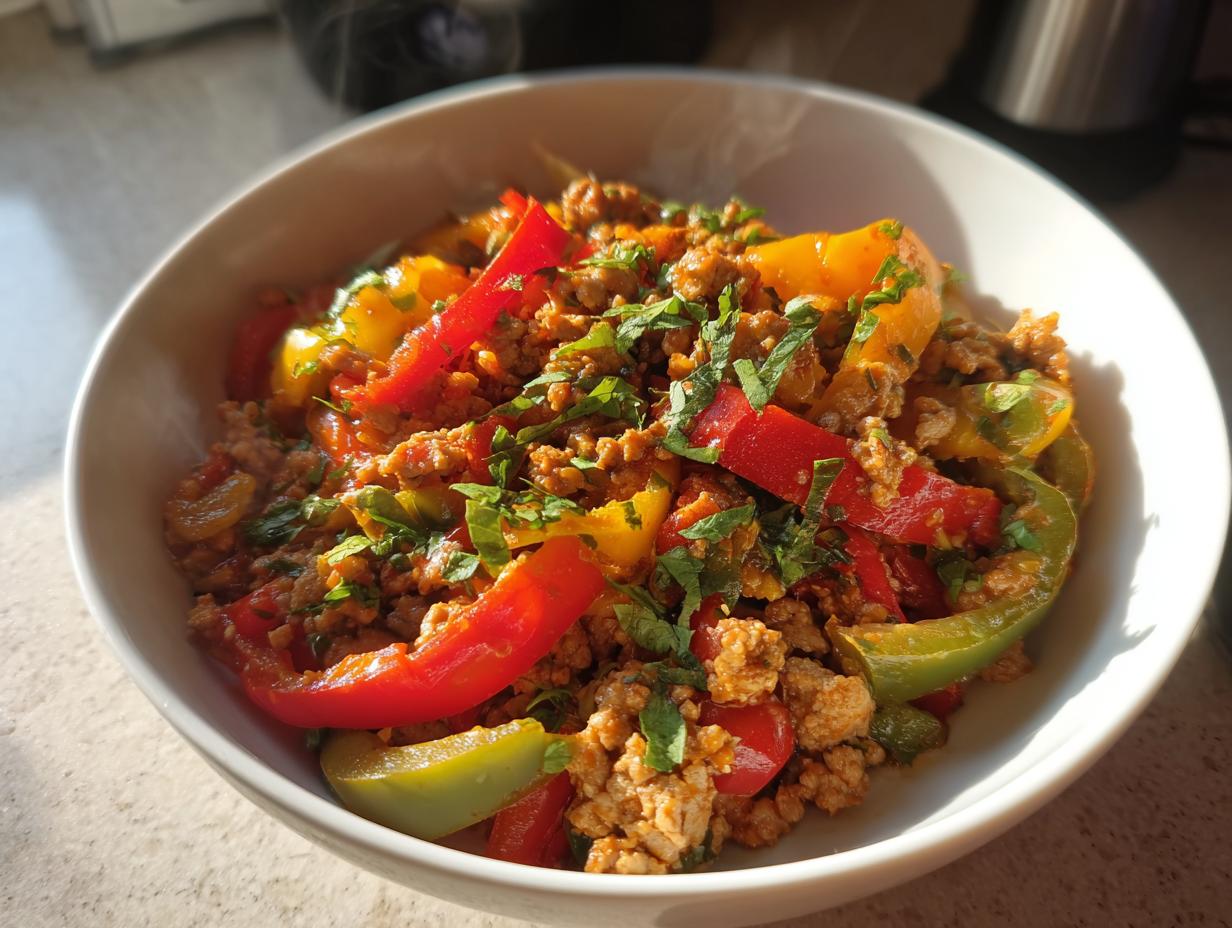 Sautéed Ground Turkey with Peppers