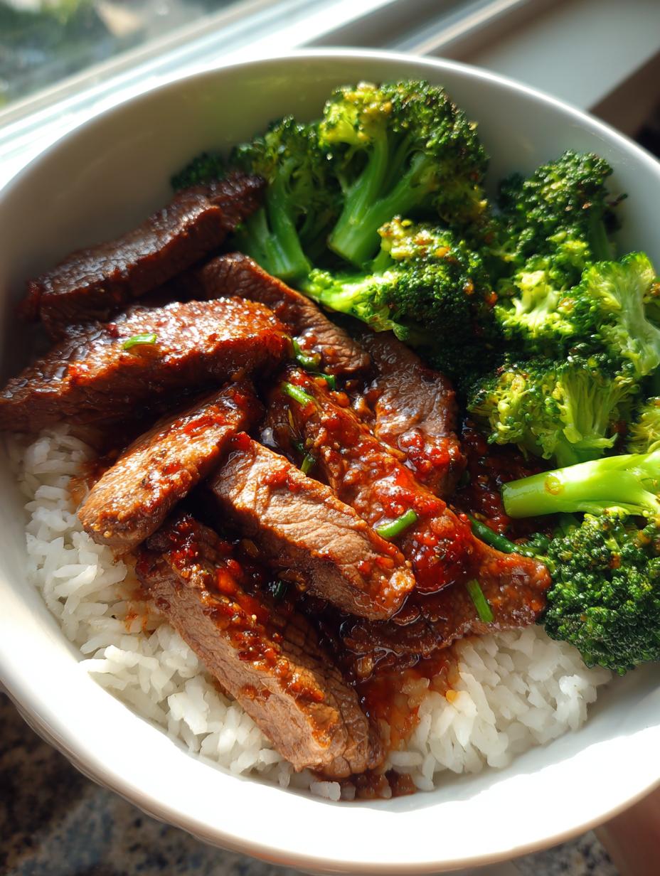high protein hot honey beef bowl - detail 1