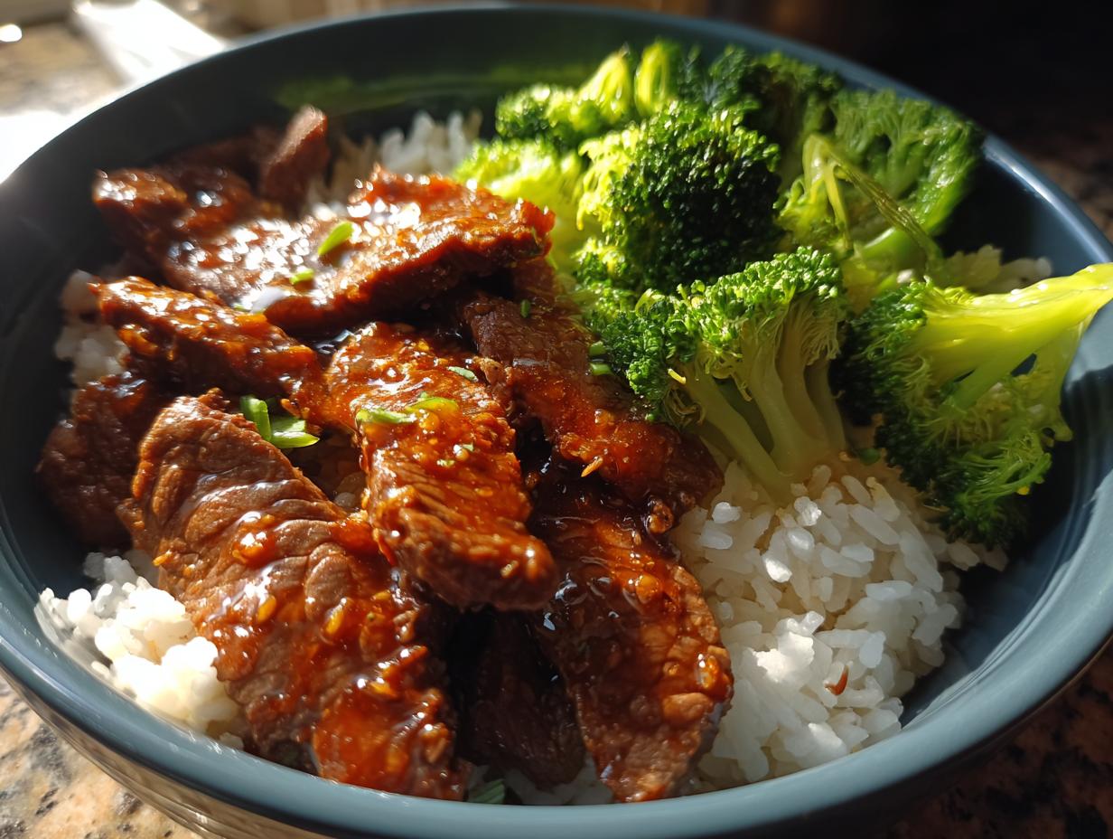 high protein hot honey beef bowl