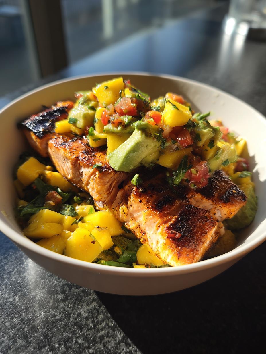BBQ Salmon Bowls with Mango Avocado Salsa - detail 1