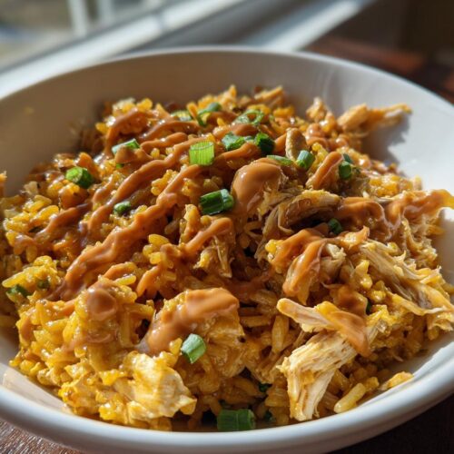 Chicken Crispy Rice Salad with Peanut Dressing