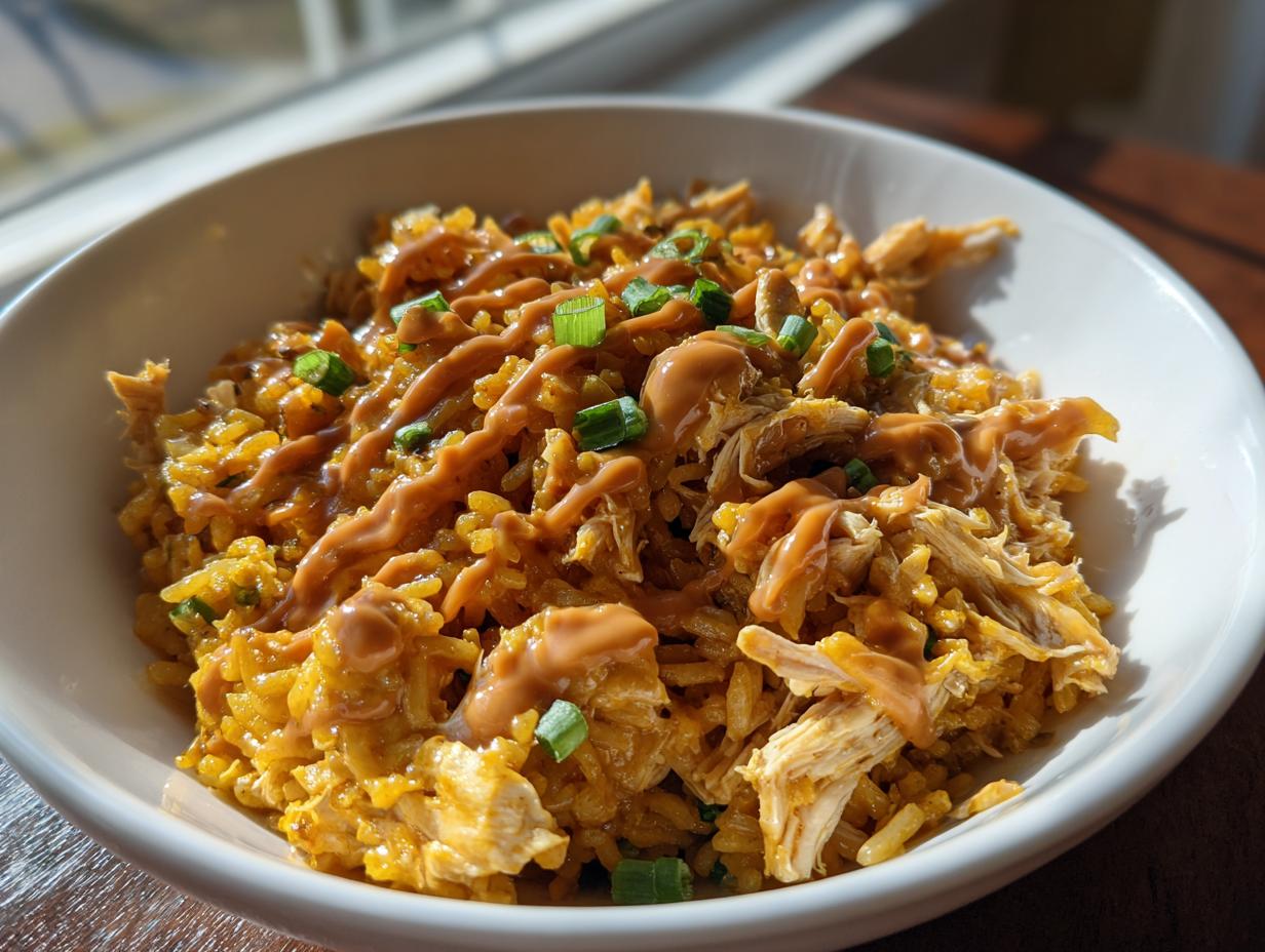 Chicken Crispy Rice Salad with Peanut Dressing