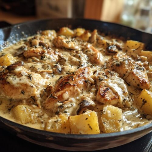 Creamy Garlic Cheesy Chicken & Potatoes