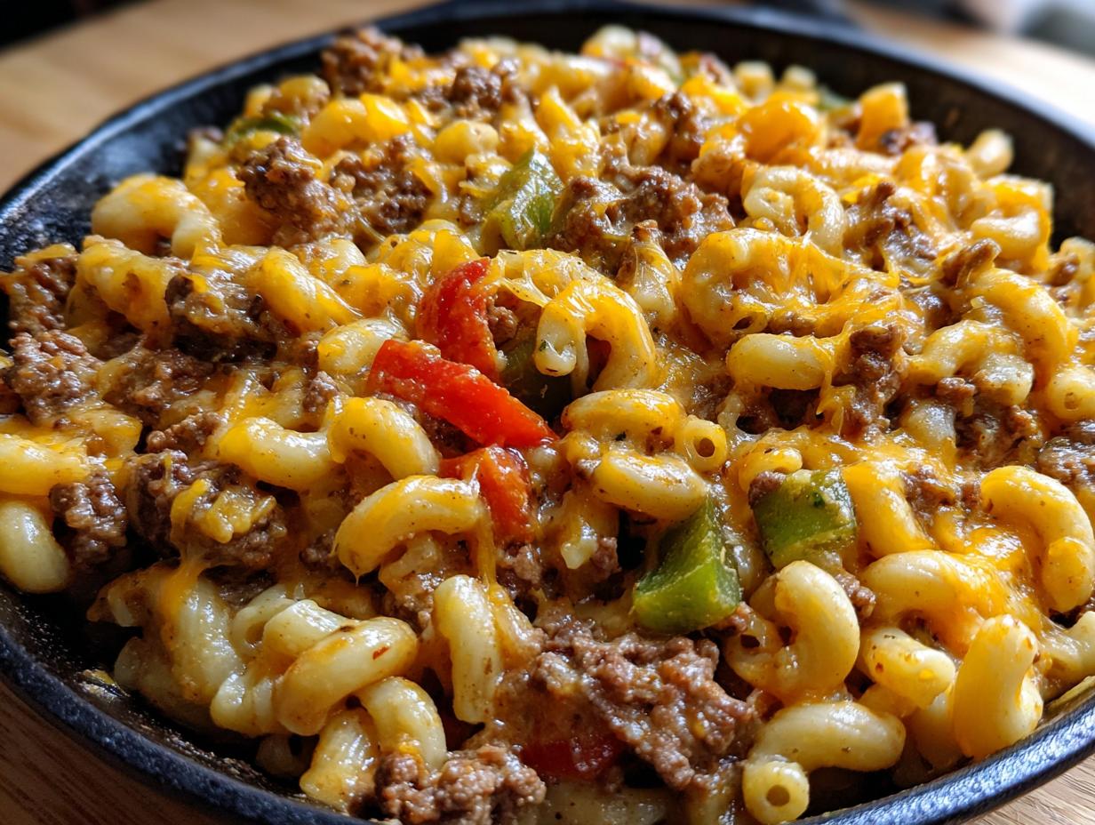Creamy Philly Cheesesteak Mac & Cheese Bliss