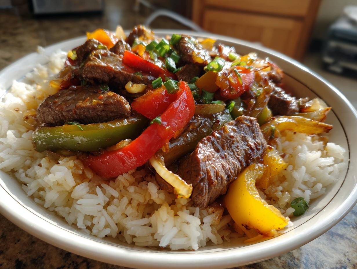 High Protein Philly Cheesesteak Rice Bowls