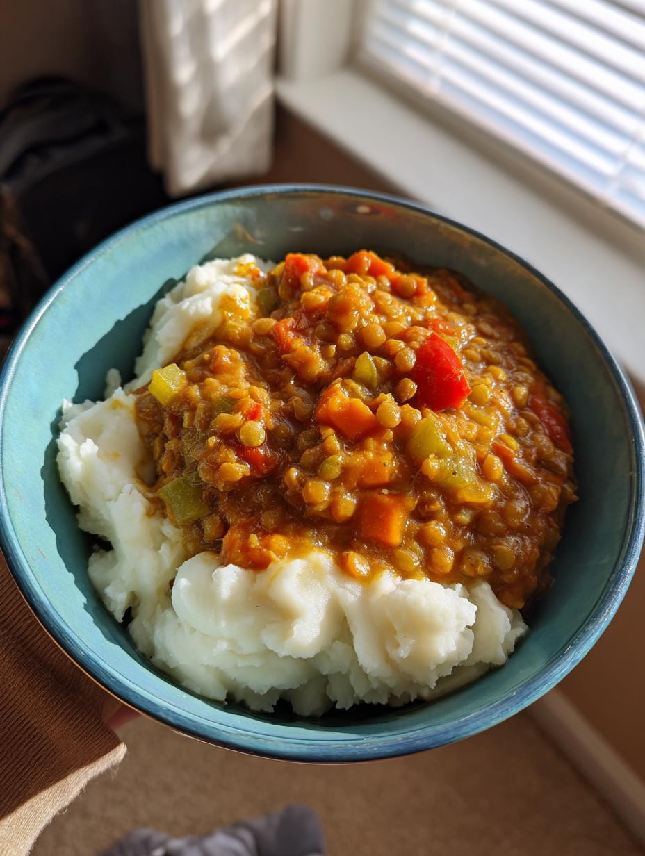 Lentil Stew over Creamy Mashed Potatoes - detail 1