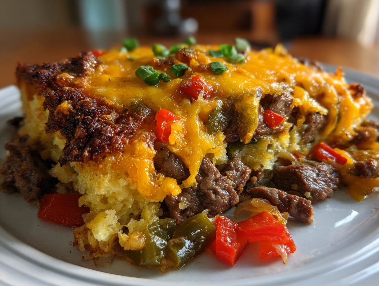 Low Carb Philly Cheesesteak Casserole