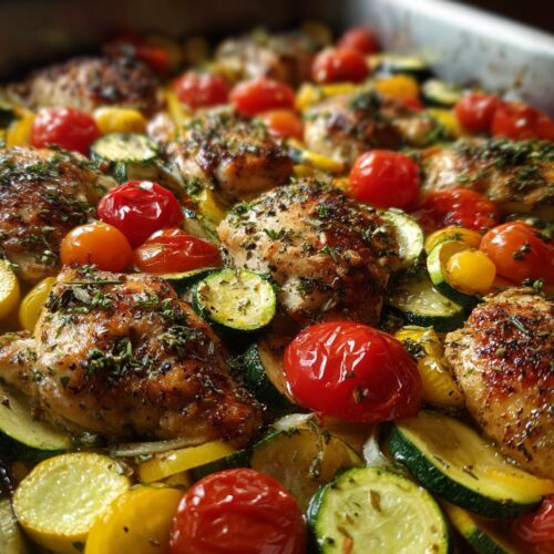 Mediterranean Chicken Zucchini Bake