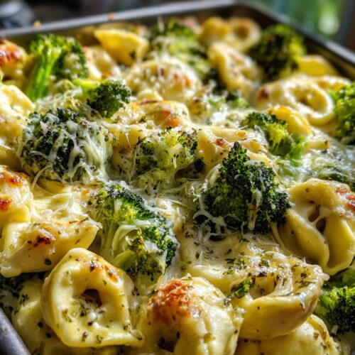 Sheet Pan Broccoli Tortellini Bake