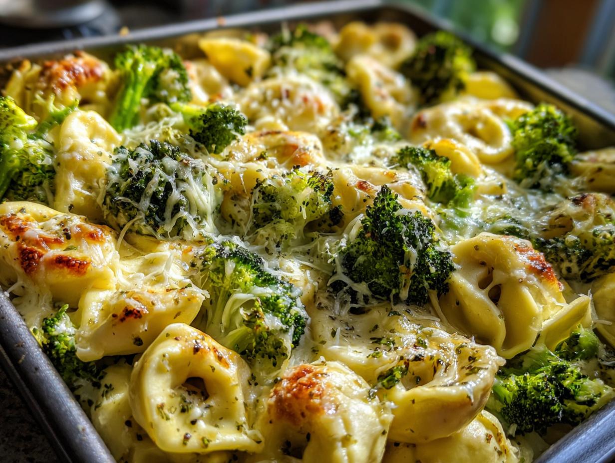 Sheet Pan Broccoli Tortellini Bake