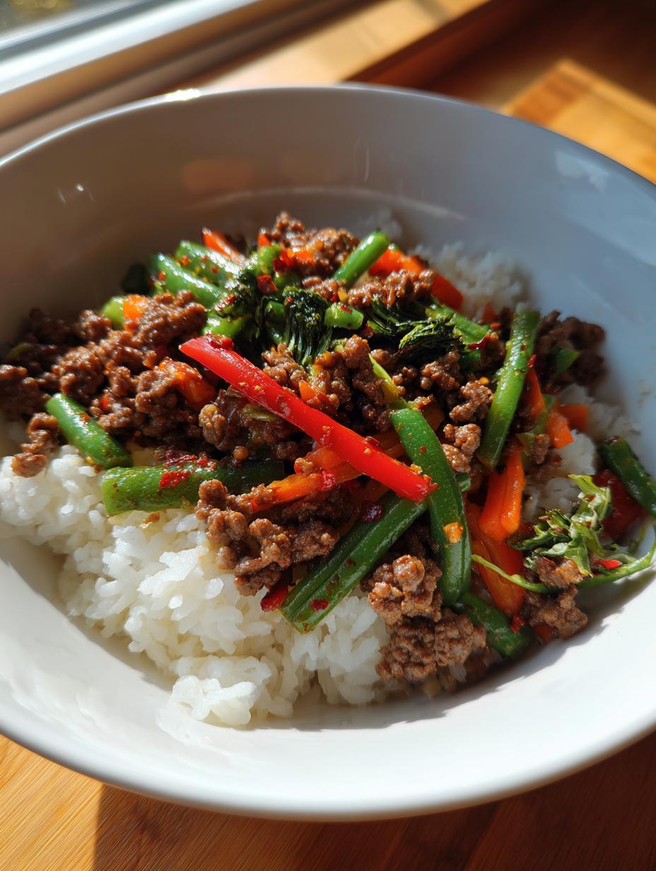 Spicy Ground Beef Stir-Fry Bowl - detail 1