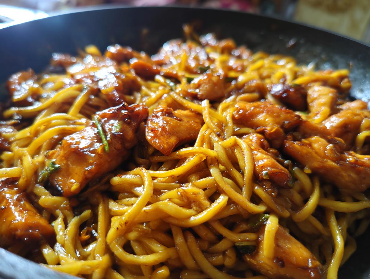 Sticky Garlic Chicken Noodles
